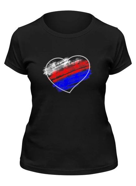 Заказать женскую футболку в Москве. Футболка классическая Сердце с триколором от Светлана Машанова - готовые дизайны и нанесение принтов.