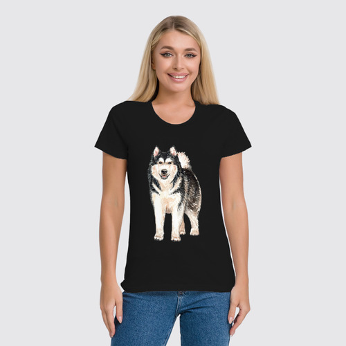 Заказать женскую футболку в Москве. Футболка классическая Dog Alaskan Malamute от T-shirt print  - готовые дизайны и нанесение принтов.