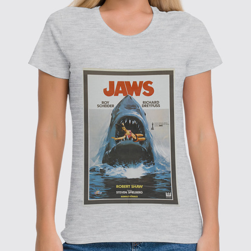 Заказать женскую футболку в Москве. Футболка классическая Jaws / Челюсти от KinoArt - готовые дизайны и нанесение принтов.