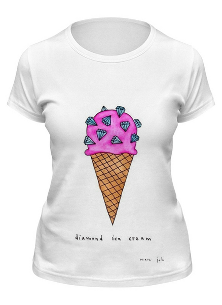 Заказать женскую футболку в Москве. Футболка классическая Diamond ice cream от Полина Синдеева - готовые дизайны и нанесение принтов.