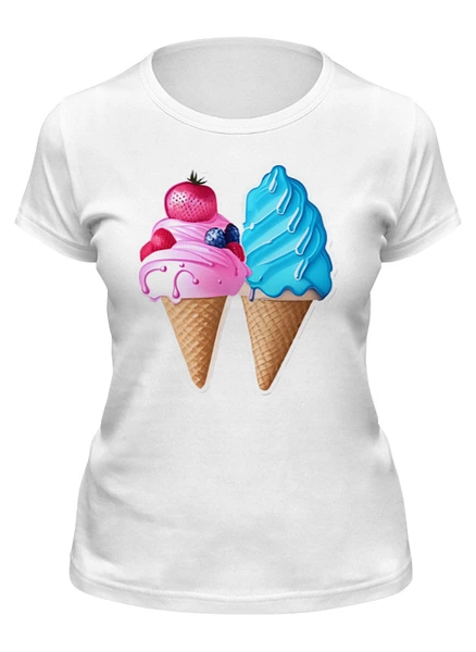 Заказать женскую футболку в Москве. Футболка классическая Цветные мороженки от Метафора   - готовые дизайны и нанесение принтов.