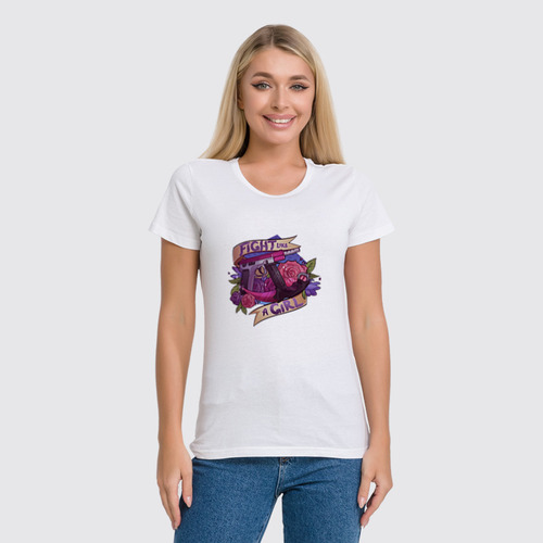Заказать женскую футболку в Москве. Футболка классическая [CS:GO Stickers] Fight like a Girl от nakalyae7 - готовые дизайны и нанесение принтов.
