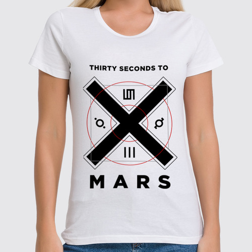 Заказать женскую футболку в Москве. Футболка классическая 30 Seconds to Mars от geekbox - готовые дизайны и нанесение принтов.