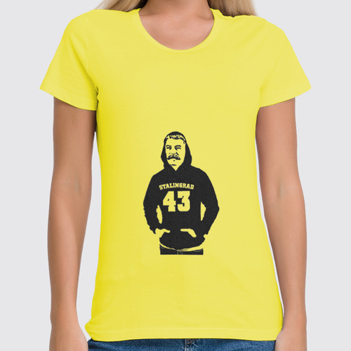 Заказать женскую футболку в Москве. Футболка классическая Сталин от denis01001 - готовые дизайны и нанесение принтов.