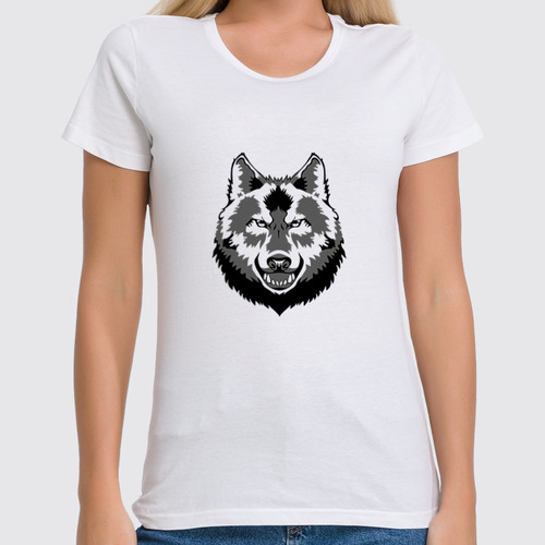 Заказать женскую футболку в Москве. Футболка классическая Grey Wolf от Илья Gonerdot - готовые дизайны и нанесение принтов.
