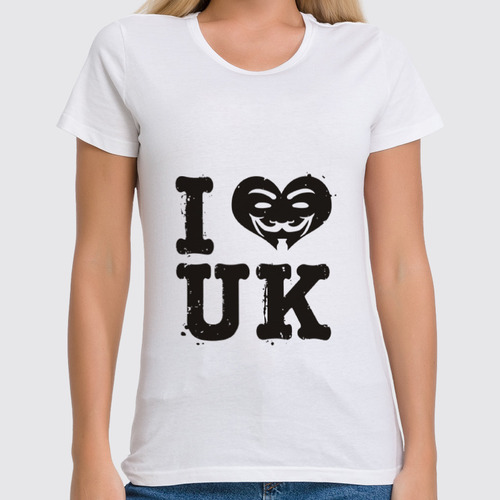 Заказать женскую футболку в Москве. Футболка классическая UK Love от skynatural - готовые дизайны и нанесение принтов.