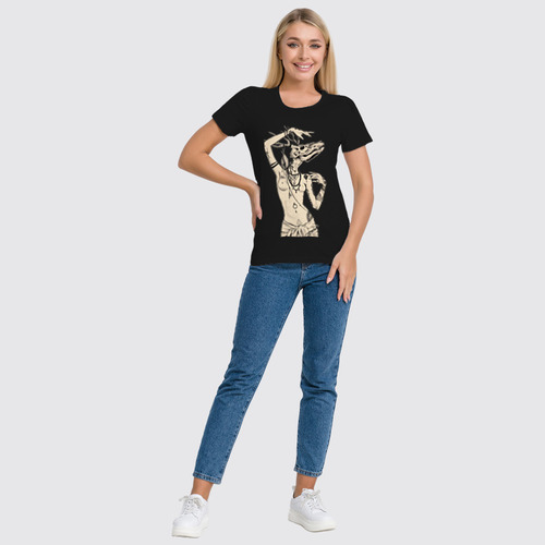 Заказать женскую футболку в Москве. Футболка классическая Девушка с черепом оленя от HeyleyFox  - готовые дизайны и нанесение принтов.