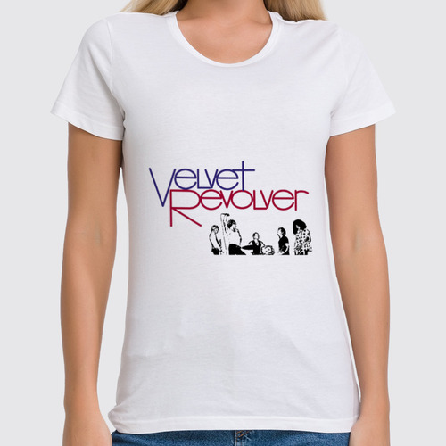 Заказать женскую футболку в Москве. Футболка классическая Velvet revolver от Fedor - готовые дизайны и нанесение принтов.