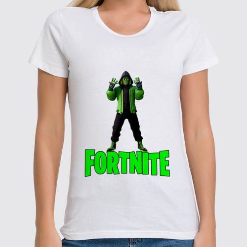 Заказать женскую футболку в Москве. Футболка классическая Fortnite от  PRO_DESIGN - готовые дизайны и нанесение принтов.