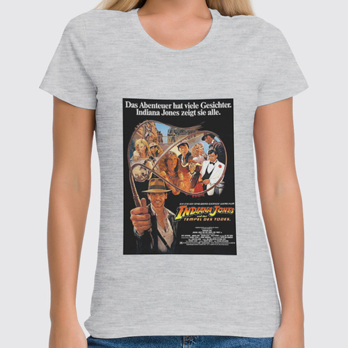 Заказать женскую футболку в Москве. Футболка классическая Indiana Jones / Индиана Джонс  от KinoArt - готовые дизайны и нанесение принтов.
