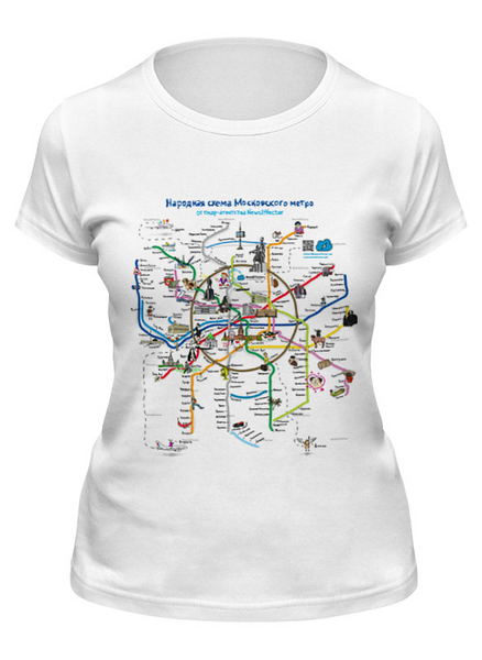 Заказать женскую футболку в Москве. Футболка классическая METRO MAP от CoolDesign - готовые дизайны и нанесение принтов.