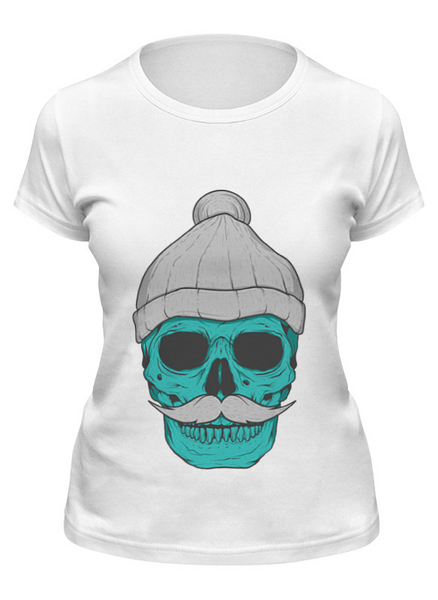 Заказать женскую футболку в Москве. Футболка классическая Hipster skull от zen4@bk.ru - готовые дизайны и нанесение принтов.
