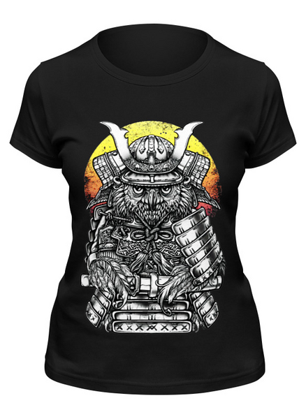 Заказать женскую футболку в Москве. Футболка классическая OWL SAMURAI / Сова Самурай от crash - готовые дизайны и нанесение принтов.