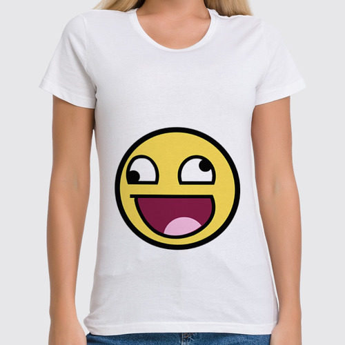 Заказать женскую футболку в Москве. Футболка классическая Awesome smile от YellowCloverShop - готовые дизайны и нанесение принтов.