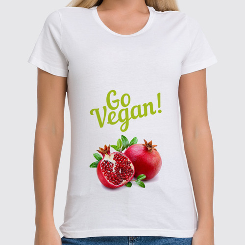 Заказать женскую футболку в Москве. Футболка классическая Go Vegan! от vegan@thespaceway.info - готовые дизайны и нанесение принтов.