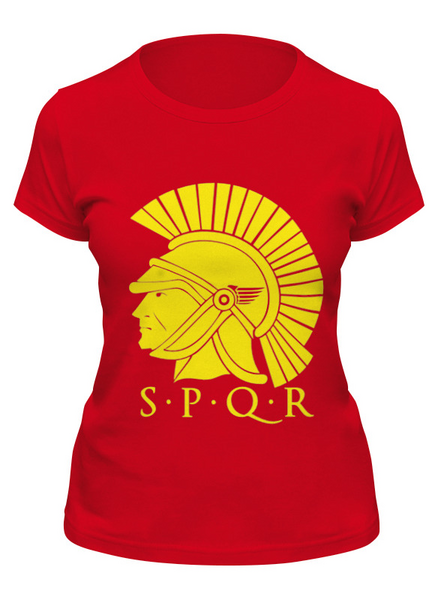 Заказать женскую футболку в Москве. Футболка классическая SPQR: Сенат и народ Рима от shop-viking - готовые дизайны и нанесение принтов.
