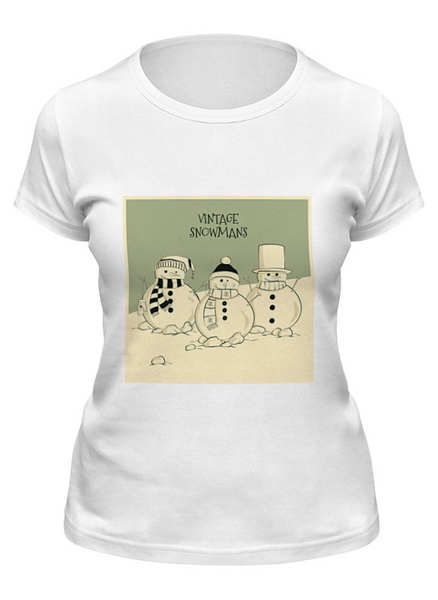 Заказать женскую футболку в Москве. Футболка классическая Снеговик от Polilog - готовые дизайны и нанесение принтов.