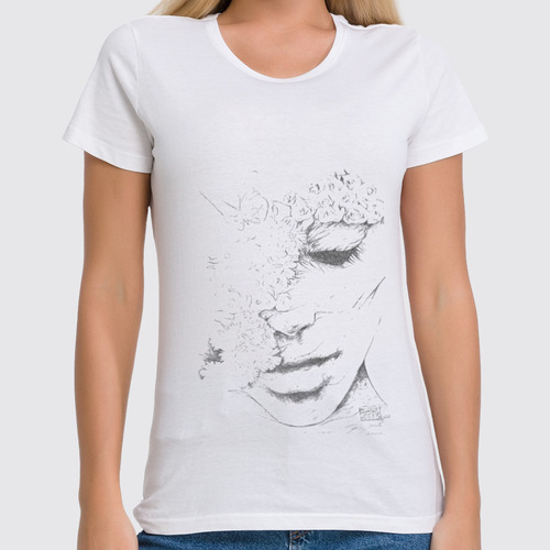 Заказать женскую футболку в Москве. Футболка классическая Face girl от mr_art - готовые дизайны и нанесение принтов.