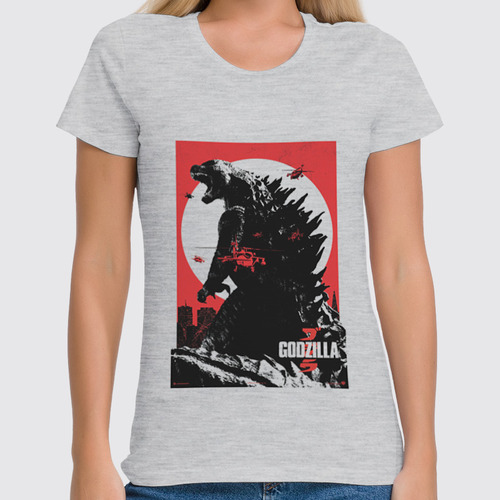 Заказать женскую футболку в Москве. Футболка классическая Godzilla gray от KinoArt - готовые дизайны и нанесение принтов.