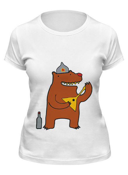 Заказать женскую футболку в Москве. Футболка классическая Русский медведь от Easy-store - готовые дизайны и нанесение принтов.