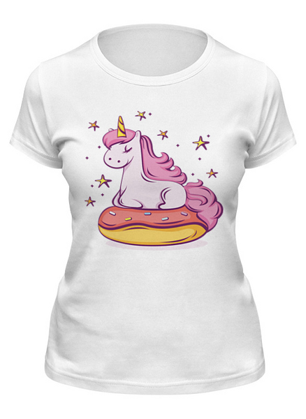 Заказать женскую футболку в Москве. Футболка классическая Unicorn Donut от Jimmy Flash - готовые дизайны и нанесение принтов.