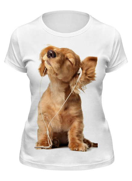 Заказать женскую футболку в Москве. Футболка классическая Собака от Violet - готовые дизайны и нанесение принтов.
