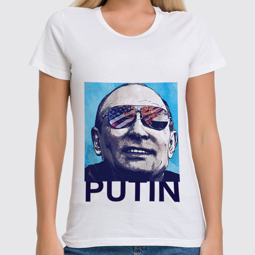 Заказать женскую футболку в Москве. Футболка классическая Путин от Яхонт - готовые дизайны и нанесение принтов.