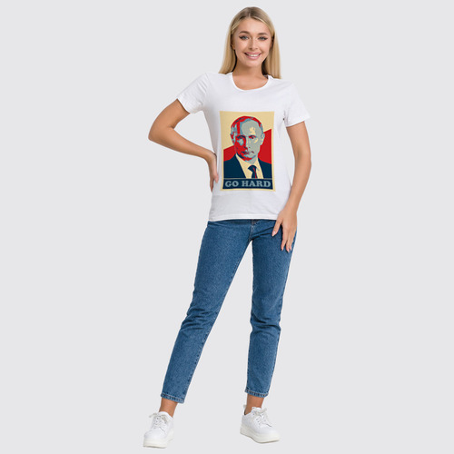 Заказать женскую футболку в Москве. Футболка классическая Go Hard Like Vladimir Putin от priceless - готовые дизайны и нанесение принтов.