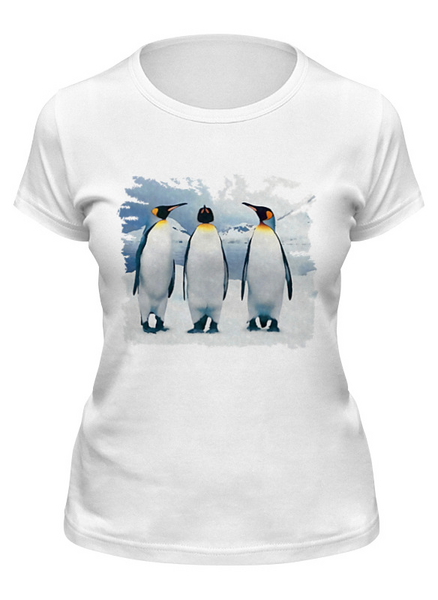 Заказать женскую футболку в Москве. Футболка классическая Три пингвина от valezar - готовые дизайны и нанесение принтов.