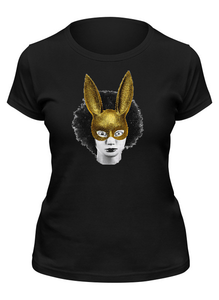 Заказать женскую футболку в Москве. Футболка классическая Gold Afro Rabbit от Felix Kotezki - готовые дизайны и нанесение принтов.