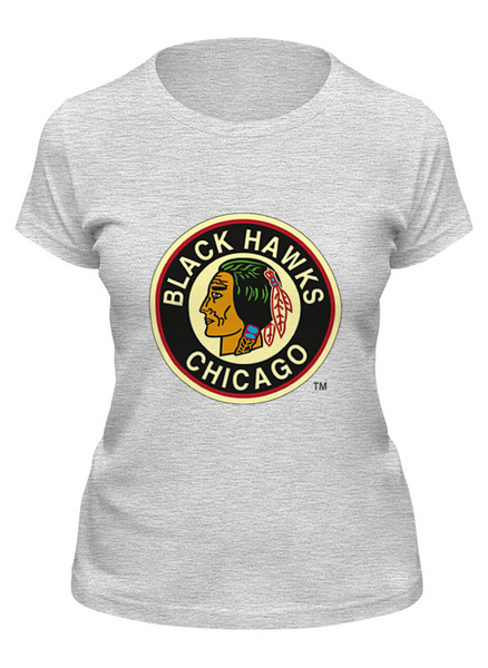 Заказать женскую футболку в Москве. Футболка классическая Chicago Black Hawks / NHL USA от KinoArt - готовые дизайны и нанесение принтов.