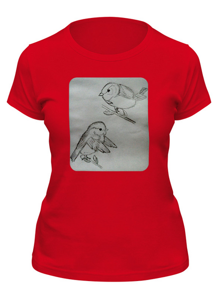 Заказать женскую футболку в Москве. Футболка классическая Снегири от mrs-snit@yandex.ru - готовые дизайны и нанесение принтов.