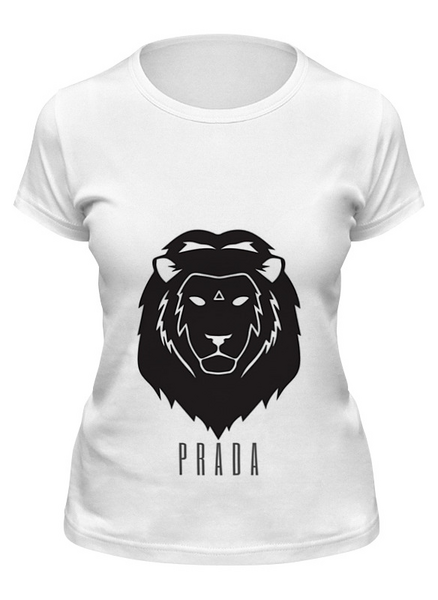 Заказать женскую футболку в Москве. Футболка классическая Prada Lion  от mardiyank - готовые дизайны и нанесение принтов.