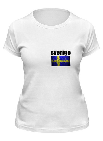 Заказать женскую футболку в Москве. Футболка классическая Sverige от sergey48 - готовые дизайны и нанесение принтов.