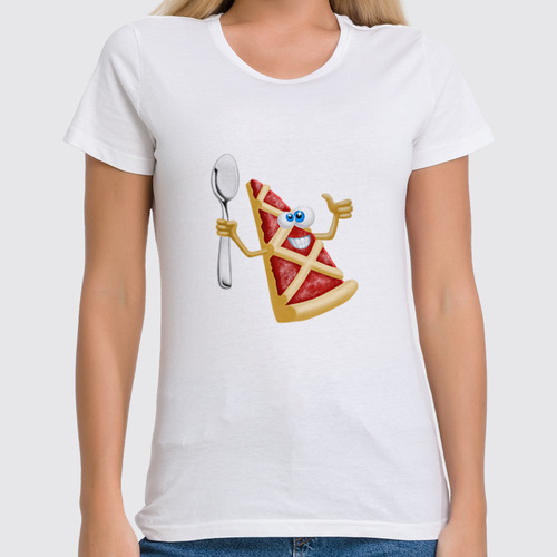Заказать женскую футболку в Москве. Футболка классическая Пицца от THE_NISE  - готовые дизайны и нанесение принтов.