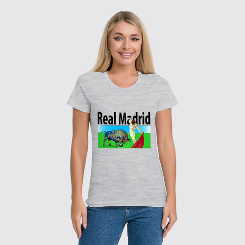 Заказать женскую футболку в Москве. Футболка классическая real Madrid от alexs - готовые дизайны и нанесение принтов.