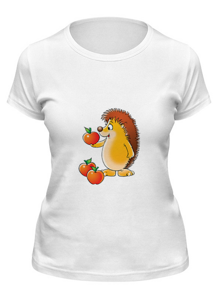 Заказать женскую футболку в Москве. Футболка классическая Ежик с яблочками  от charmed - готовые дизайны и нанесение принтов.