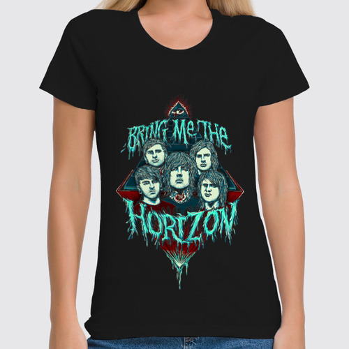 Заказать женскую футболку в Москве. Футболка классическая Bring me the horizon от Мария Борисенкова - готовые дизайны и нанесение принтов.