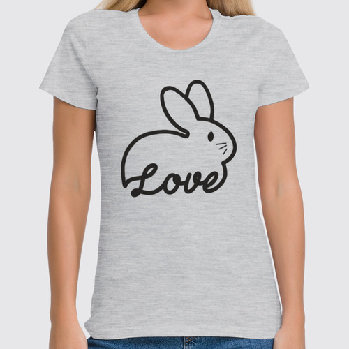 Заказать женскую футболку в Москве. Футболка классическая Love bunny от skynatural - готовые дизайны и нанесение принтов.
