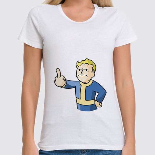 Заказать женскую футболку в Москве. Футболка классическая Vault Boy от YellowCloverShop - готовые дизайны и нанесение принтов.