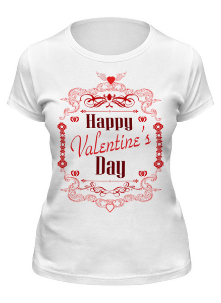 Заказать женскую футболку в Москве. Футболка классическая День святого Валентина от CoolDesign - готовые дизайны и нанесение принтов.