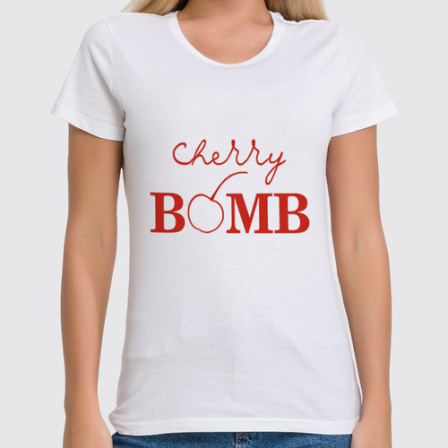 Заказать женскую футболку в Москве. Футболка классическая Cherry BOMB от art.nation@bk.ru - готовые дизайны и нанесение принтов.