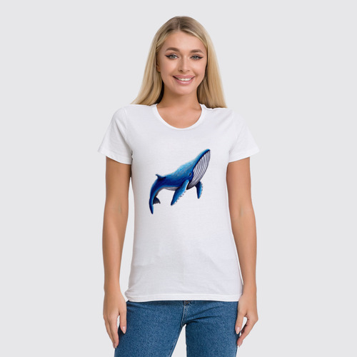 Заказать женскую футболку в Москве. Футболка классическая Синий кит от tigerda  - готовые дизайны и нанесение принтов.