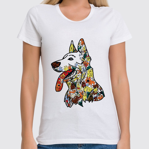 Заказать женскую футболку в Москве. Футболка классическая забавные собаки от Игма - готовые дизайны и нанесение принтов.