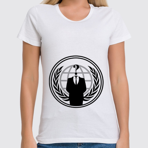 Заказать женскую футболку в Москве. Футболка классическая Anonymous от badiy1 - готовые дизайны и нанесение принтов.