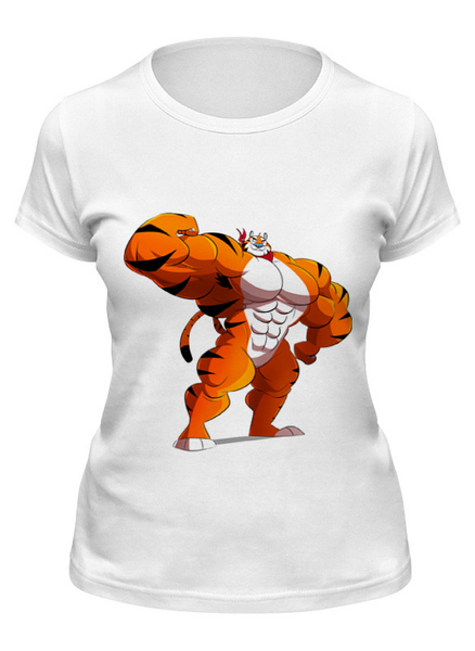 Заказать женскую футболку в Москве. Футболка классическая Фитнес тигр от Sergey Lisitsyn (slisicin) - готовые дизайны и нанесение принтов.