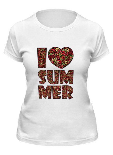 Заказать женскую футболку в Москве. Футболка классическая Я люблю лето от ches2013 - готовые дизайны и нанесение принтов.
