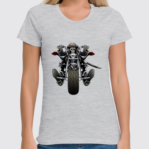 Заказать женскую футболку в Москве. Футболка классическая Скелетон на мотоцикле от T-shirt print  - готовые дизайны и нанесение принтов.