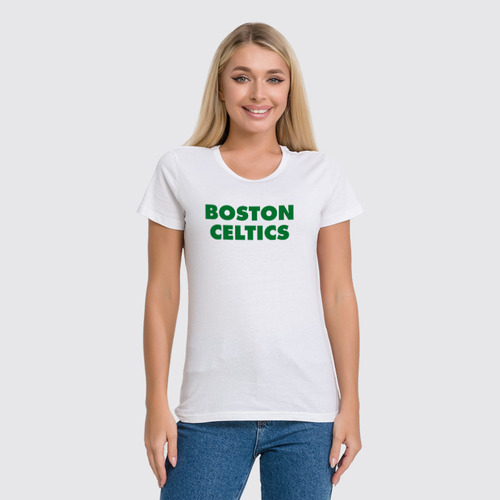 Заказать женскую футболку в Москве. Футболка классическая Boston Celtics белая от oldmasta@gmail.com - готовые дизайны и нанесение принтов.