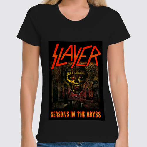 Заказать женскую футболку в Москве. Футболка классическая Slayer-Season In The Abyss 1990 от Илья - готовые дизайны и нанесение принтов.